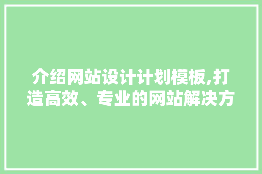 介绍网站设计计划模板,打造高效、专业的网站解决方法