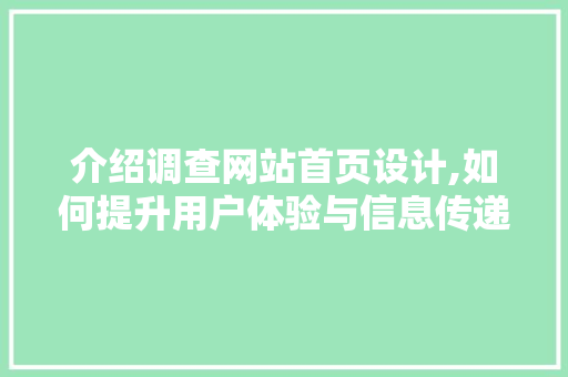 介绍调查网站首页设计,如何提升用户体验与信息传递效率