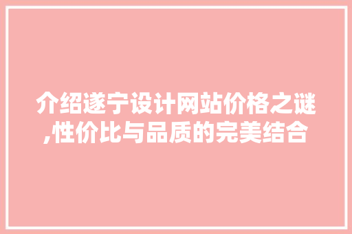 介绍遂宁设计网站价格之谜,性价比与品质的完美结合