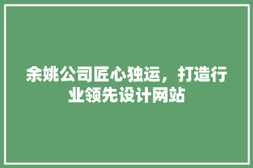 余姚公司匠心独运，打造行业领先设计网站