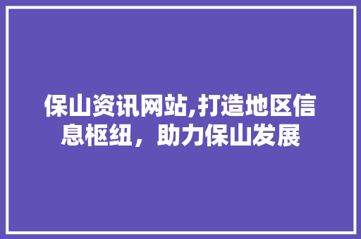保山资讯网站,打造地区信息枢纽，助力保山发展 保山资讯网站,打造地区信息枢纽，助力保山发展 网站建设