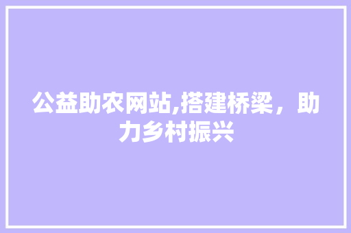 公益助农网站,搭建桥梁，助力乡村振兴 公益助农网站,搭建桥梁，助力乡村振兴 网站推广