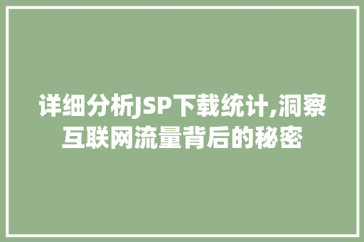 详细分析JSP下载统计,洞察互联网流量背后的秘密