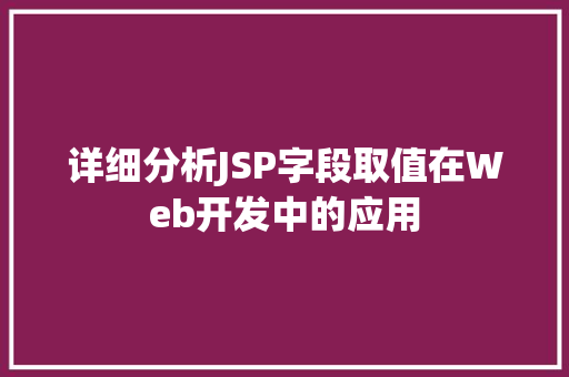 详细分析JSP字段取值在Web开发中的应用