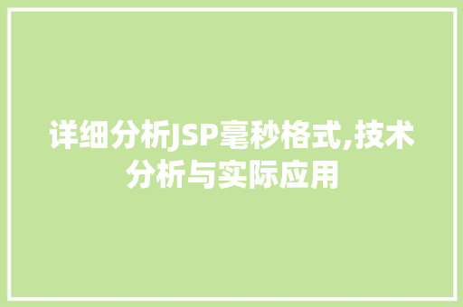 详细分析JSP毫秒格式,技术分析与实际应用