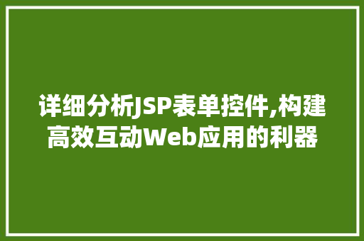 详细分析JSP表单控件,构建高效互动Web应用的利器