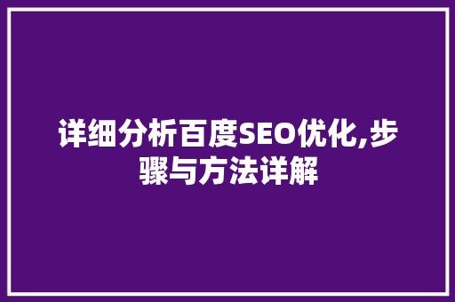 详细分析百度SEO优化,步骤与方法详解