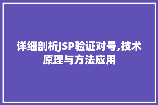 详细剖析JSP验证对号,技术原理与方法应用