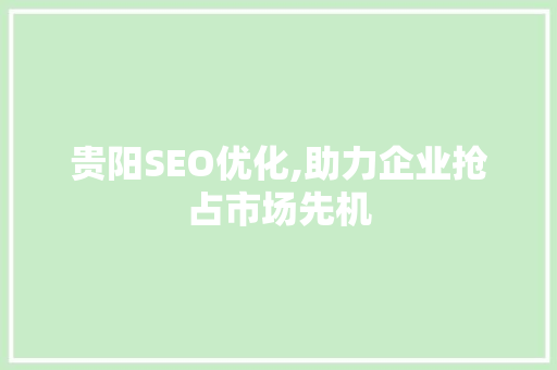 贵阳SEO优化,助力企业抢占市场先机