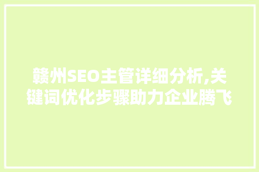 赣州SEO主管详细分析,关键词优化步骤助力企业腾飞