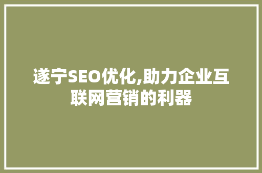 遂宁SEO优化,助力企业互联网营销的利器
