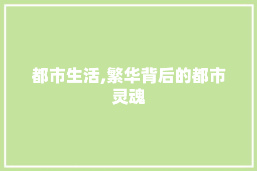 都市生活,繁华背后的都市灵魂