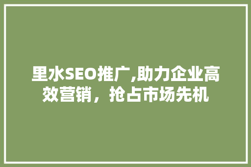 里水SEO推广,助力企业高效营销，抢占市场先机