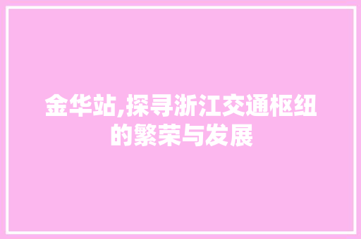 金华站,探寻浙江交通枢纽的繁荣与发展