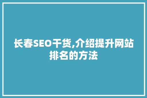 长春SEO干货,介绍提升网站排名的方法