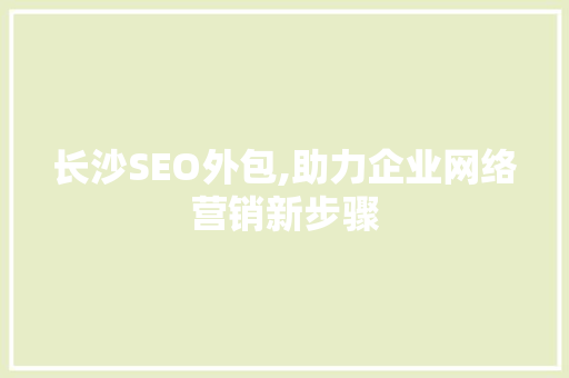 长沙SEO外包,助力企业网络营销新步骤