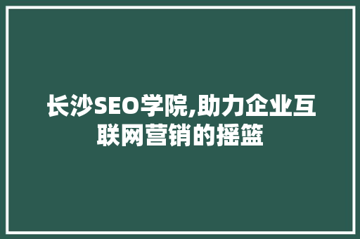长沙SEO学院,助力企业互联网营销的摇篮