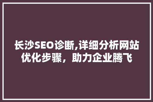 长沙SEO诊断,详细分析网站优化步骤，助力企业腾飞