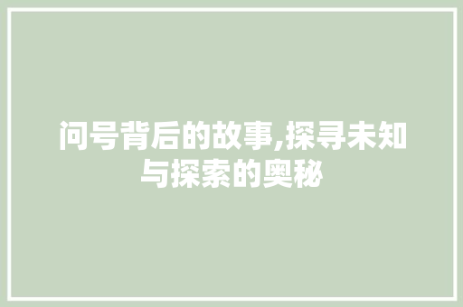 问号背后的故事,探寻未知与探索的奥秘
