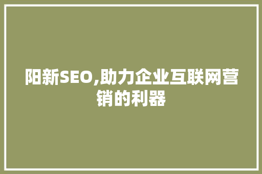 阳新SEO,助力企业互联网营销的利器