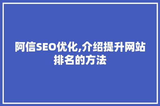 阿信SEO优化,介绍提升网站排名的方法