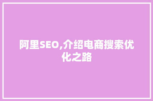阿里SEO,介绍电商搜索优化之路
