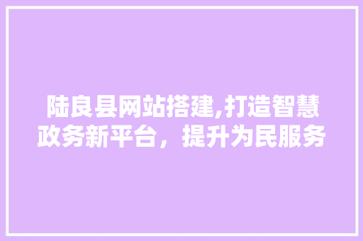 陆良县网站搭建,打造智慧政务新平台，提升为民服务水平