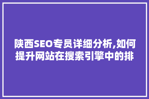 陕西SEO专员详细分析,如何提升网站在搜索引擎中的排名