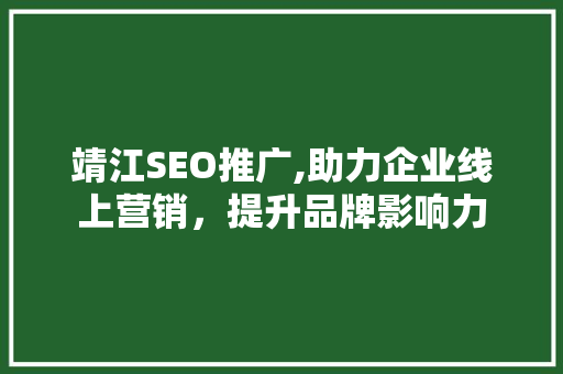 靖江SEO推广,助力企业线上营销，提升品牌影响力