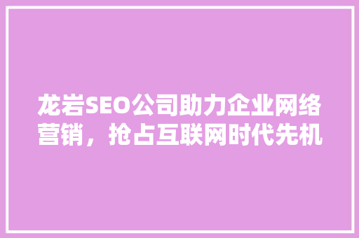 龙岩SEO公司助力企业网络营销，抢占互联网时代先机