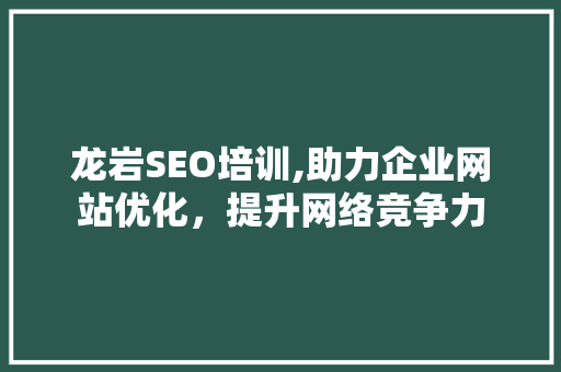 龙岩SEO培训,助力企业网站优化，提升网络竞争力