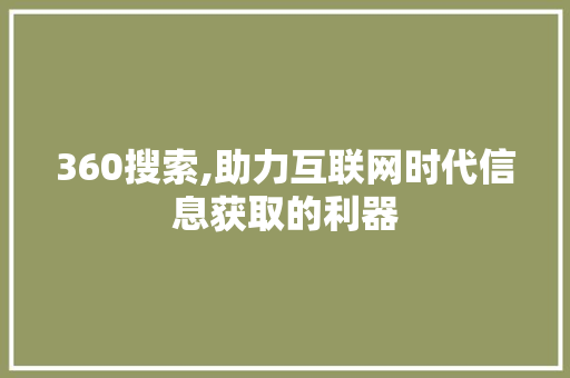 360搜索,助力互联网时代信息获取的利器
