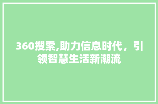 360搜索,助力信息时代，引领智慧生活新潮流