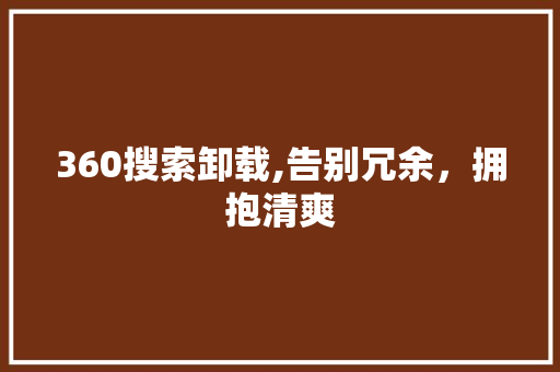 360搜索卸载,告别冗余，拥抱清爽
