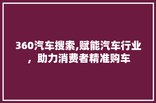 360汽车搜索,赋能汽车行业，助力消费者精准购车