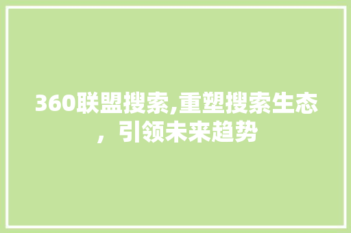 360联盟搜索,重塑搜索生态，引领未来趋势
