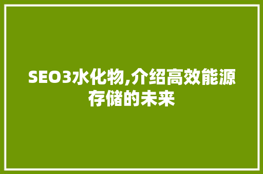 SEO3水化物,介绍高效能源存储的未来