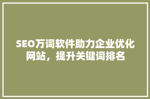 SEO万词软件助力企业优化网站，提升关键词排名