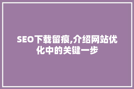 SEO下载留痕,介绍网站优化中的关键一步