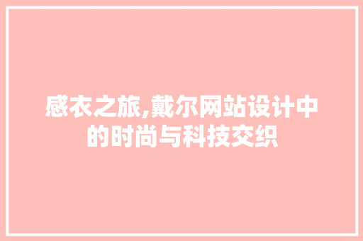 感衣之旅,戴尔网站设计中的时尚与科技交织