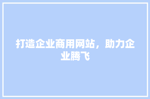 打造企业商用网站，助力企业腾飞