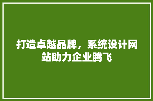 打造卓越品牌，系统设计网站助力企业腾飞