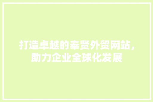 打造卓越的奉贤外贸网站，助力企业全球化发展
