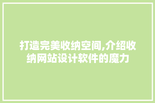 打造完美收纳空间,介绍收纳网站设计软件的魔力