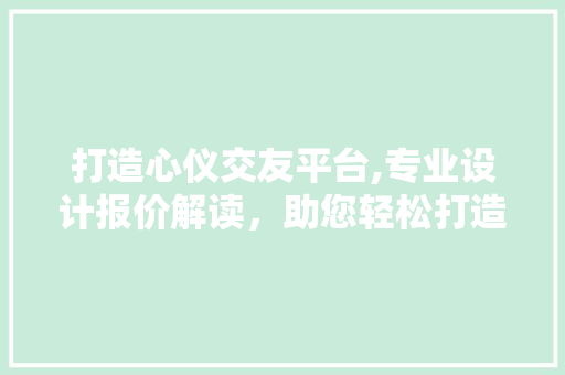 打造心仪交友平台,专业设计报价解读，助您轻松打造社交新天地
