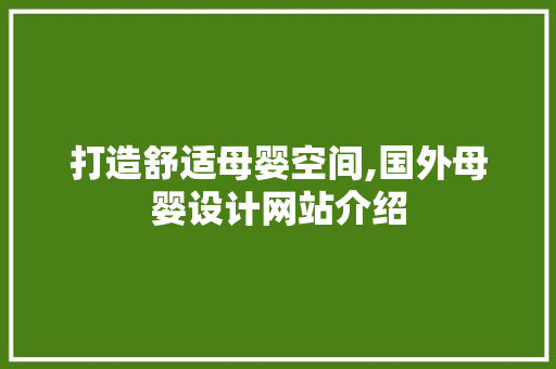 打造舒适母婴空间,国外母婴设计网站介绍
