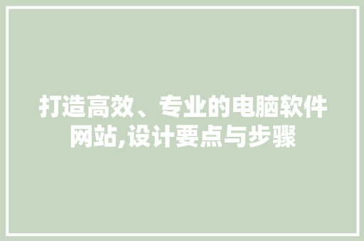 打造高效、专业的电脑软件网站,设计要点与步骤