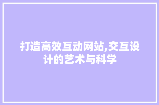 打造高效互动网站,交互设计的艺术与科学