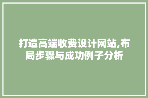 打造高端收费设计网站,布局步骤与成功例子分析