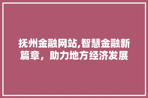 抚州金融网站,智慧金融新篇章，助力地方经济发展